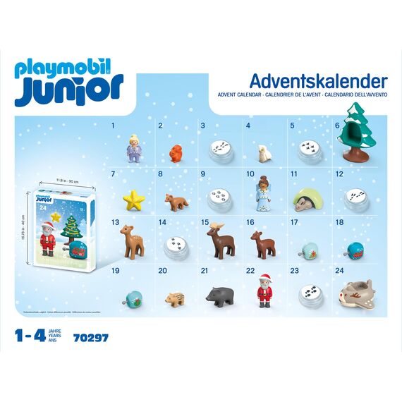 PLAYMOBIL JUNIOR | nachhaltiger Adventskalender für Kinder ab 1 Jahr | Schneeweihnacht | aus über 90% biobasiertem Kunststoff für sicheres Spielen | 70297