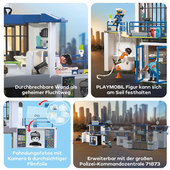 PLAYMOBIL | Action Heroes | Polizeiwache mit Fahndungsraum | Actionreiches Polizei-Spielzeug | Mit vielen spannenden Details | Fördert Kreativität | Für Kinder ab 4 Jahren | 71874