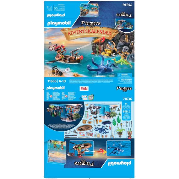 PLAYMOBIL | Piraten Adventskalender | 24 spannende Türchen | Piratenstarke Figuren |Adventskalender für Kinder | Abenteuerspielzeug für Kinder ab 4 Jahren | 71636