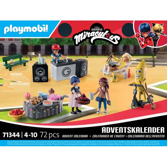PLAYMOBIL | Adventskalender Miraculous | Ladybug - Picknick in Paris | 24 spannende Türchen | Inklusive fünf Figuren | Adventskalender 2024 | Zauberhaftes Spielzeug für Kinder ab 4 Jahren | 71344