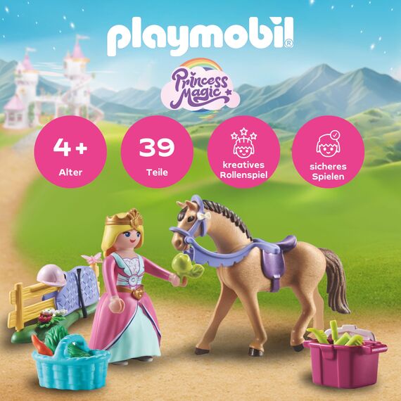 PLAYMOBIL | Princess Magic | Prinzessin mit Pferd | Prinzessinnenspielzeug | Spielzeug für Kinder ab 4 Jahren | 71801