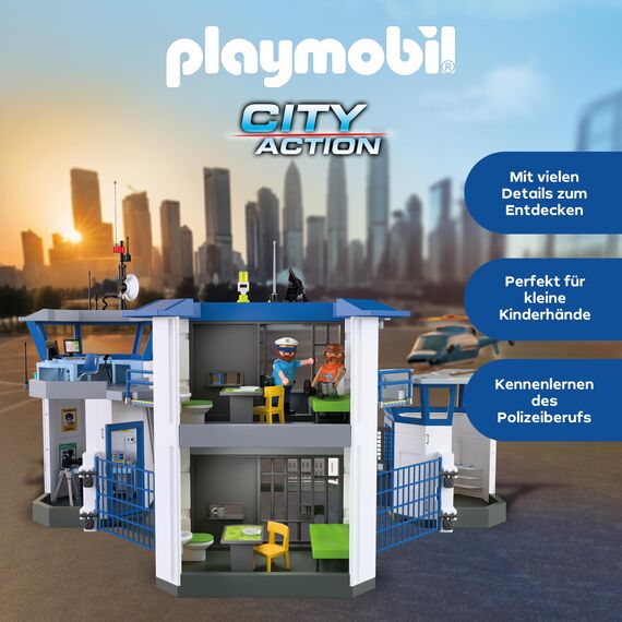 PLAYMOBIL | Action Heroes | Polizei-Kommandozentrale | Polizei-Spielzeug | Abenteuer-Spielzeug für Kinder ab 4 Jahren | Fördert Rollenspiele & Kreativität | Mit Spielfiguren & Zubehör | 71873