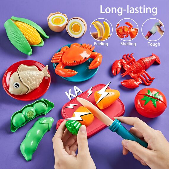 Laugigle Pretend Play Food für Kinder Küche, 78-teiliges Spielfutter-Set für Kinderküche mit Lagerung Tasche, gefälschte Lebensmittel mit Pizza Spielzeug, kinderküche zubehör, Jungen Mädchen Geschenk