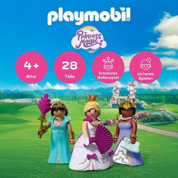 PLAYMOBIL | Princess | DREI Prinzessinnen | 3 Figuren mit Wechselkleidung und Accessoires | Fördert die Kreativität | Prinzessin Spielzeug ab 4 Jahren | 72055