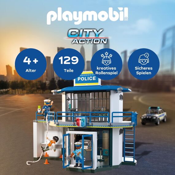 PLAYMOBIL | Action Heroes | Polizeiwache mit Fahndungsraum | Actionreiches Polizei-Spielzeug | Mit vielen spannenden Details | Fördert Kreativität | Für Kinder ab 4 Jahren | 71874