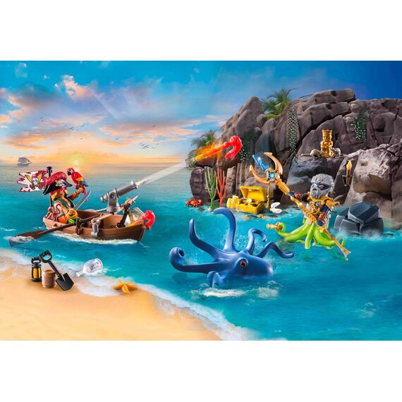 PLAYMOBIL | Piraten Adventskalender | 24 spannende Türchen | Piratenstarke Figuren |Adventskalender für Kinder | Abenteuerspielzeug für Kinder ab 4 Jahren | 71636