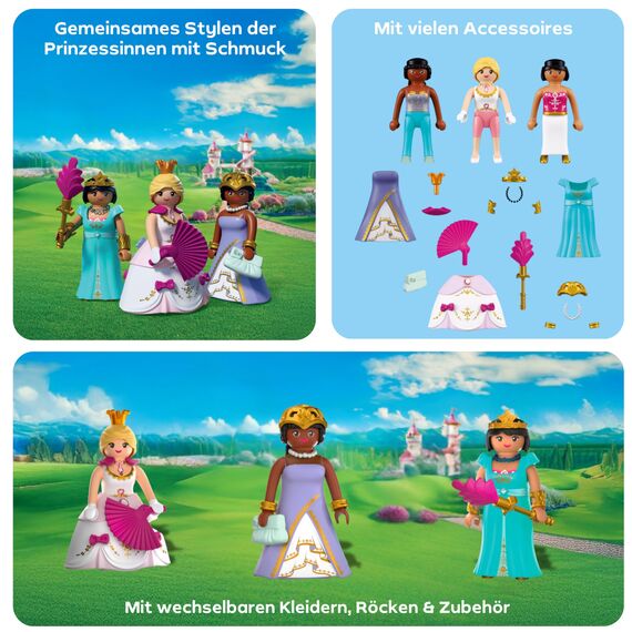 PLAYMOBIL | Princess | DREI Prinzessinnen | 3 Figuren mit Wechselkleidung und Accessoires | Fördert die Kreativität | Prinzessin Spielzeug ab 4 Jahren | 72055