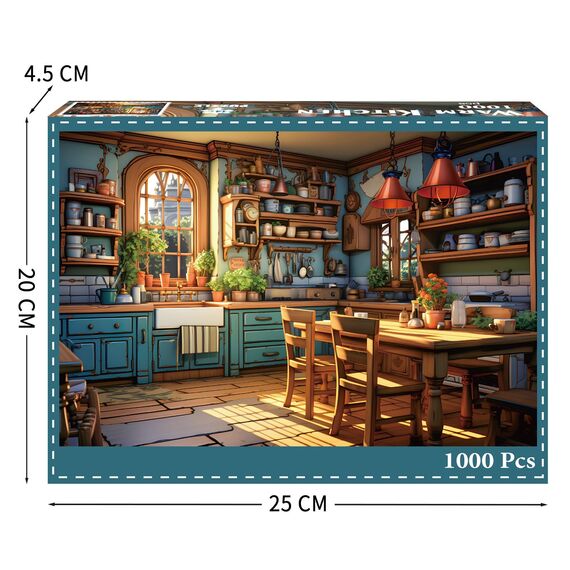 TangComplete Puzzle 1000 Teile für Erwachsene und Kinder, Impossible Game, Puzzles-Geschenk, Clevere Rätsel, Puzzles Farbenfrohes, Puzzle mit Warme Küche-Motiv