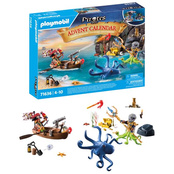 PLAYMOBIL | Piraten Adventskalender | 24 spannende Türchen | Piratenstarke Figuren |Adventskalender für Kinder | Abenteuerspielzeug für Kinder ab 4 Jahren | 71636