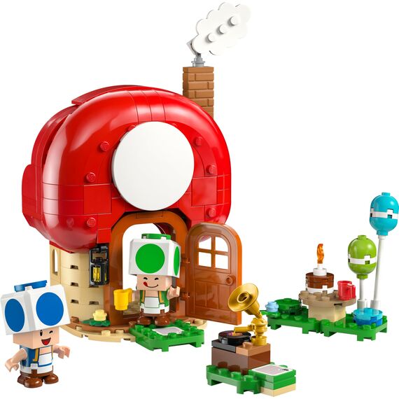 LEGO Super Mario Party bei Toads Haus - Interaktives Set mit 2 Figuren, Küche, Schlafzimmer & Picknicktisch - Kinder Spielset zum Bauen - Gamer Geschenk für Jungen & Mädchen ab 7 Jahren - 72041