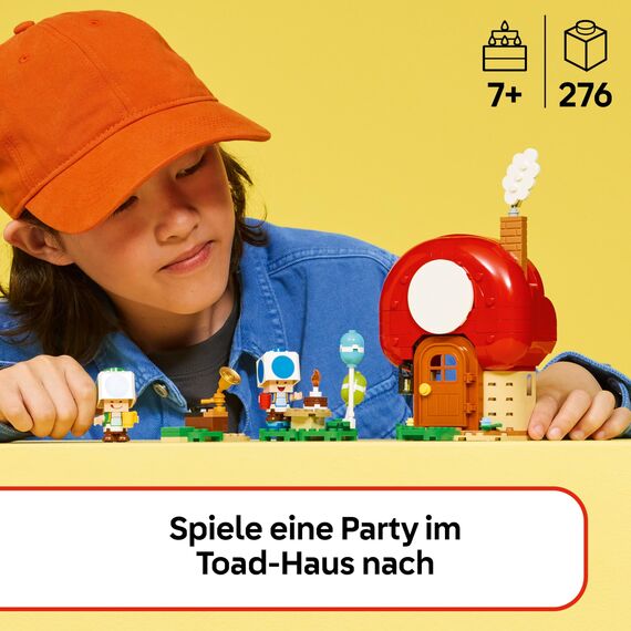 LEGO Super Mario Party bei Toads Haus - Interaktives Set mit 2 Figuren, Küche, Schlafzimmer & Picknicktisch - Kinder Spielset zum Bauen - Gamer Geschenk für Jungen & Mädchen ab 7 Jahren - 72041