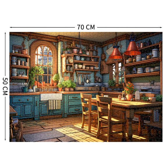 TangComplete Puzzle 1000 Teile für Erwachsene und Kinder, Impossible Game, Puzzles-Geschenk, Clevere Rätsel, Puzzles Farbenfrohes, Puzzle mit Warme Küche-Motiv