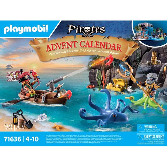 PLAYMOBIL | Piraten Adventskalender | 24 spannende Türchen | Piratenstarke Figuren |Adventskalender für Kinder | Abenteuerspielzeug für Kinder ab 4 Jahren | 71636