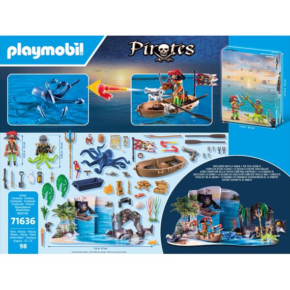 PLAYMOBIL | Piraten Adventskalender | 24 spannende Türchen | Piratenstarke Figuren |Adventskalender für Kinder | Abenteuerspielzeug für Kinder ab 4 Jahren | 71636