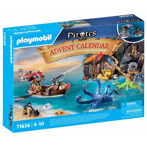 PLAYMOBIL | Piraten Adventskalender | 24 spannende Türchen | Piratenstarke Figuren |Adventskalender für Kinder | Abenteuerspielzeug für Kinder ab 4 Jahren | 71636