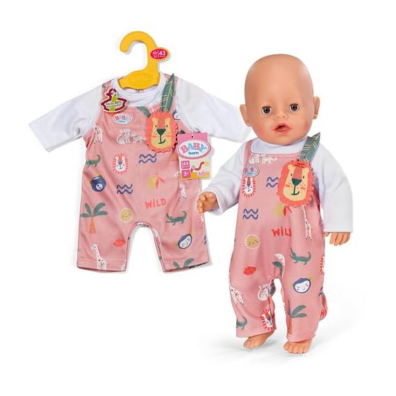 BABY born Strampler mit Langen Ärmeln & Dschungelmotiven - Hochwertiges Puppenzubehör - Kleidung geeignet für Puppen der Größe 43 cm