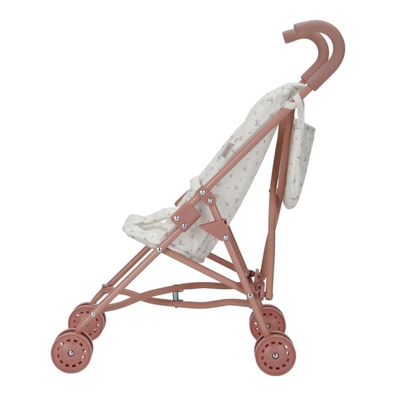 Little Dutch Puppenbuggy Puppenwagen klappbar aus Metall mit Soft-Griffen und Tasche - für Puppen von 33-46 cm, White Meadows/rosa