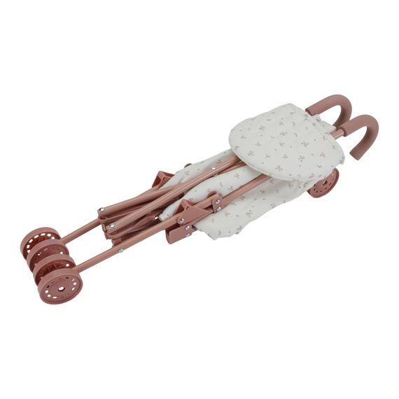 Little Dutch Puppenbuggy Puppenwagen klappbar aus Metall mit Soft-Griffen und Tasche - für Puppen von 33-46 cm, White Meadows/rosa
