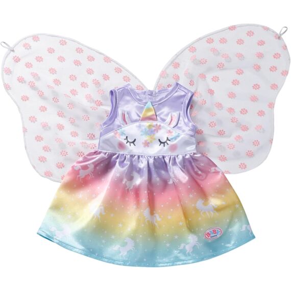 BABY born Einhorn Feen Outfit, buntes Puppenkostüm mit Flügeln und Einhorn-Motiv für 43 cm Puppen, 829301 Zapf Creation