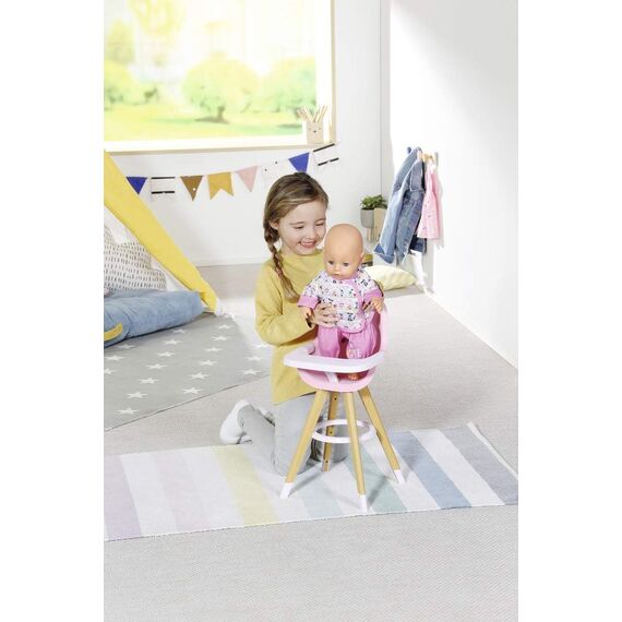 BABY born Hochstuhl - Puppenstuhl in moderner Holzoptik - Hochwertiges Puppen Zubehör - Geeignet für Kinder ab 3 Jahren