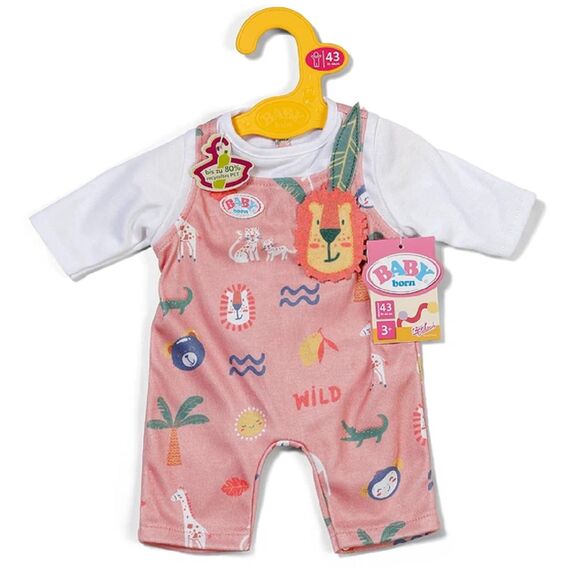 BABY born Strampler mit Langen Ärmeln & Dschungelmotiven - Hochwertiges Puppenzubehör - Kleidung geeignet für Puppen der Größe 43 cm