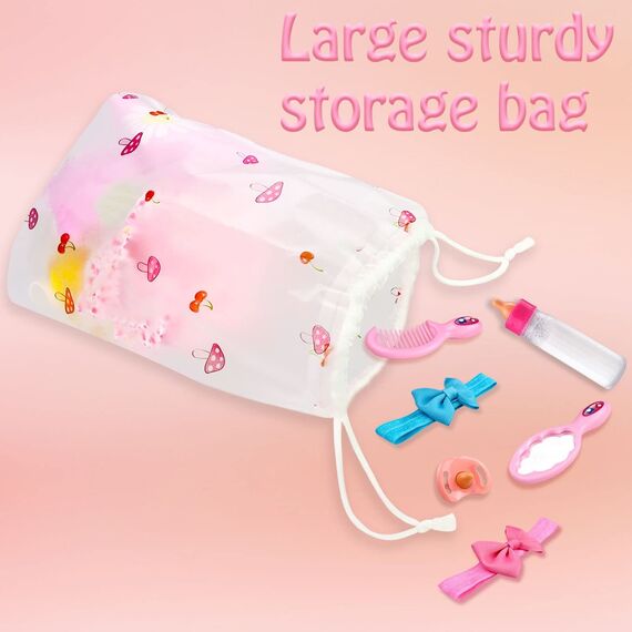 BNUZEIYI Babyzubehör – Fütterungs- und Pflegeset mit Flaschen, Windel, Wickelunterlage, Kleidung für 35,6–40,6 cm Puppen, 45,7 cm Rollenspielset für Mädchen, Geschenk