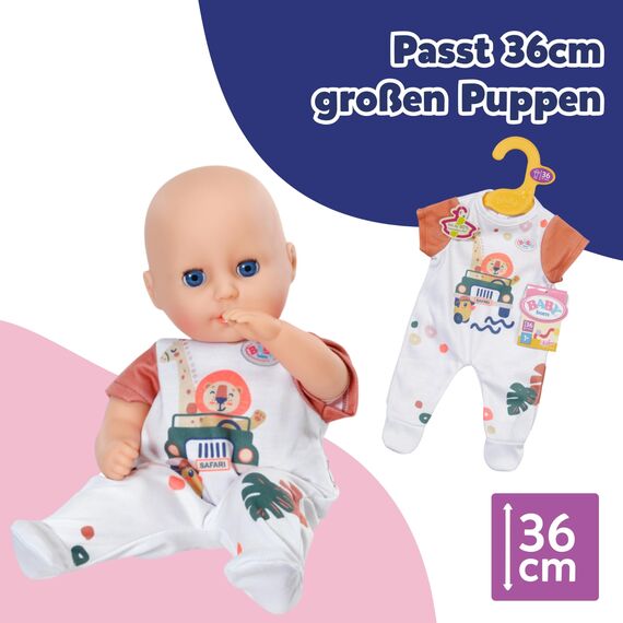BABY born Strampler mit Dschungelmotiv & kurzen Ärmeln - Hochwertiges Puppenzubehör - Kleidung geeignet für alle Puppen der Größe 36 cm
