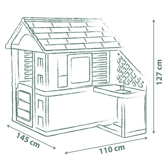 Smoby Life - Pretty Spielhaus mit Küche (110x127x145 cm) mit Mind. 50 Recycling-Anteil - wetterfestes Gartenhaus für Kinder mit Sommerküche - Outdoor-Kinderhaus für Garten oder Terrasse - ab 2 Jahre