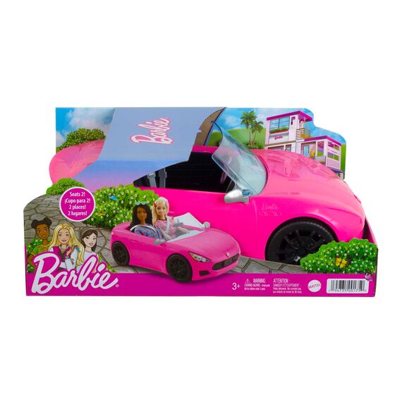 Barbie HBT92 - Cabrio-Fahrzeug, pink mit rollenden Rädern und realistischen Details, 2-Sitzer, Spielzeug Geschenk für Kinder ab 3 Jahren