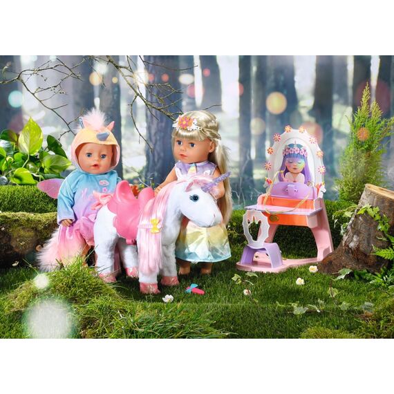 BABY born Einhorn Feen Outfit, buntes Puppenkostüm mit Flügeln und Einhorn-Motiv für 43 cm Puppen, 829301 Zapf Creation