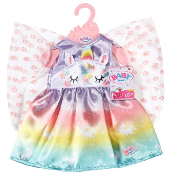 BABY born Einhorn Feen Outfit, buntes Puppenkostüm mit Flügeln und Einhorn-Motiv für 43 cm Puppen, 829301 Zapf Creation