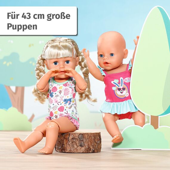 Baby Born Badeanzug 43cm, EIN Stück, Puppen-Badeanzug mit Buntem Print für 43 cm Puppen, Design Nicht frei wählbar, 833636 Zapf Creation