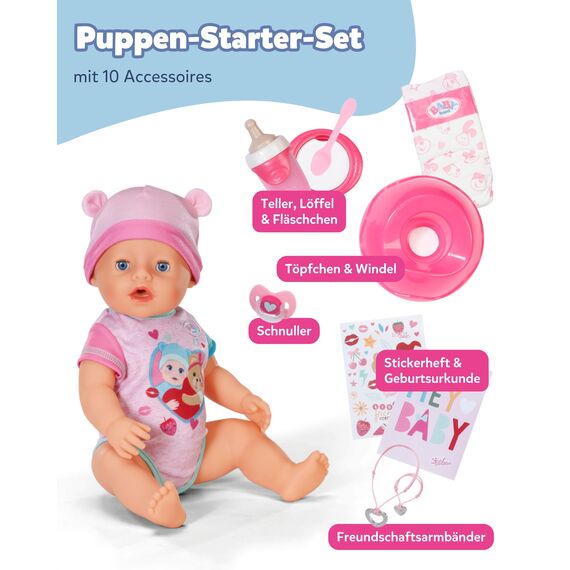 BABY Born Emma - 43 cm große Babypuppe - 10 Funktionen inkl. Accessoires & Strampler - Funktioniert komplett ohne Batterien - Geeignet für Kinder ab 3 Jahren