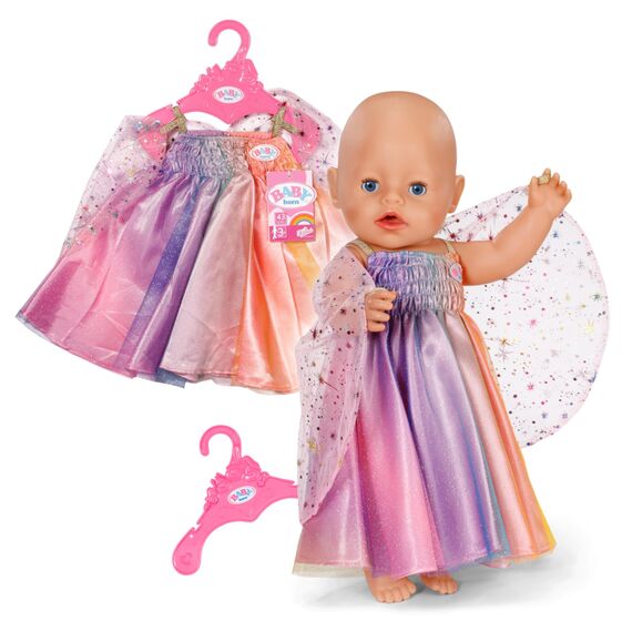 BABY born Regenbogen Kleid 43cm, Puppenkleid mit Flügeln und Glitzer für 43cm Puppen, 836132 Zapf Creation