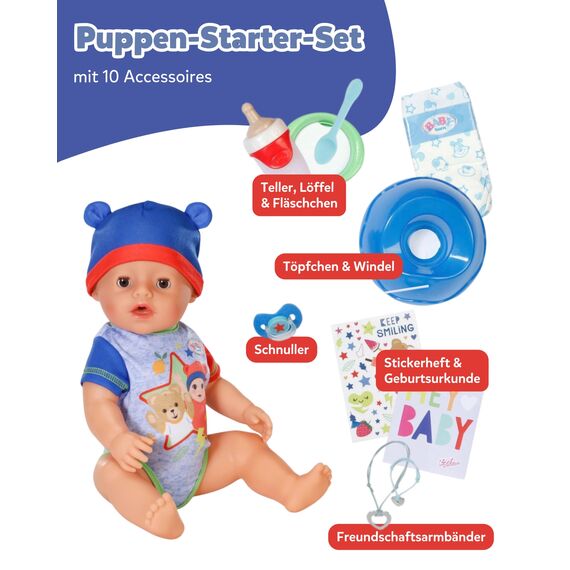 BABY Born Jonas - 43 cm große Babypuppe - 10 Funktionen inkl. Accessoires & Strampler - Funktioniert komplett ohne Batterien - Geeignet für Kinder ab 3 Jahren