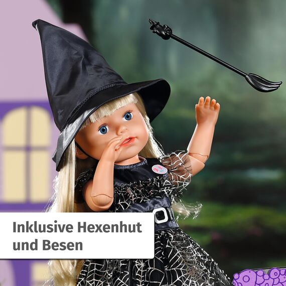 BABY born Hexenkleid 43cm, mit Besen und Hexenhut, Puppenkleid für 43 cm Puppen, 836026 Zapf Creation