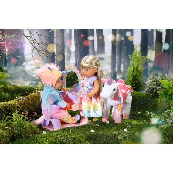 BABY born Einhorn Feen Outfit, buntes Puppenkostüm mit Flügeln und Einhorn-Motiv für 43 cm Puppen, 829301 Zapf Creation