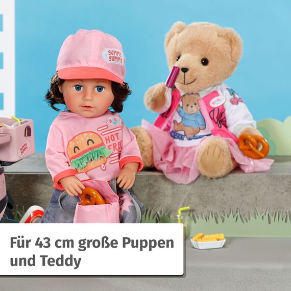 Baby Born Snack Shop Outfit, Outfit mit Cap, Schuhen und Rucksack für 43cm Puppen, 835944 Zapf Creation
