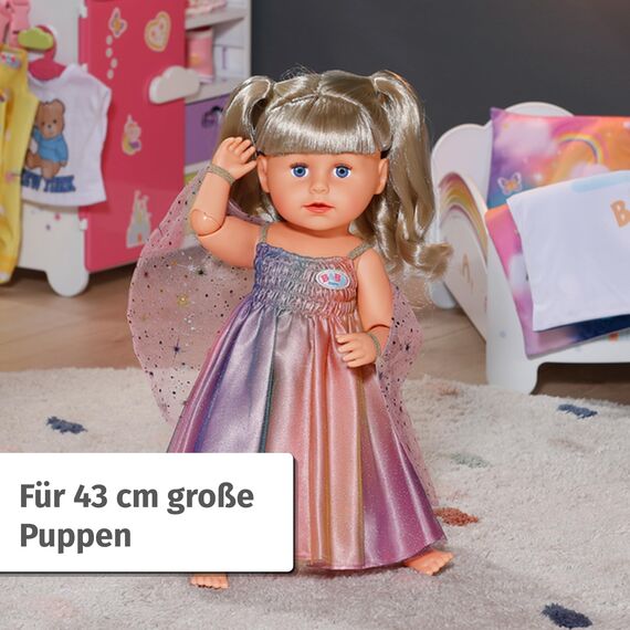 BABY born Regenbogen Kleid 43cm, Puppenkleid mit Flügeln und Glitzer für 43cm Puppen, 836132 Zapf Creation