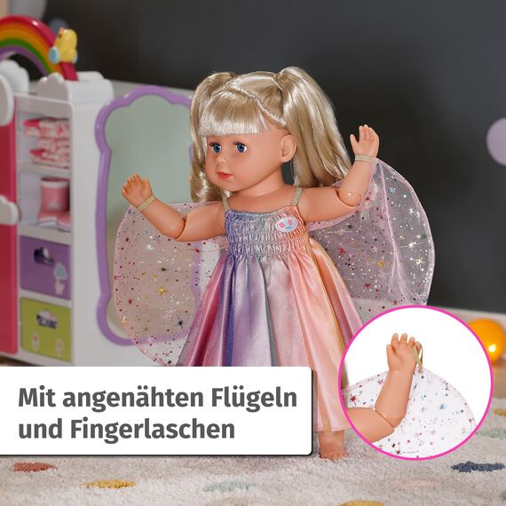 BABY born Regenbogen Kleid 43cm, Puppenkleid mit Flügeln und Glitzer für 43cm Puppen, 836132 Zapf Creation