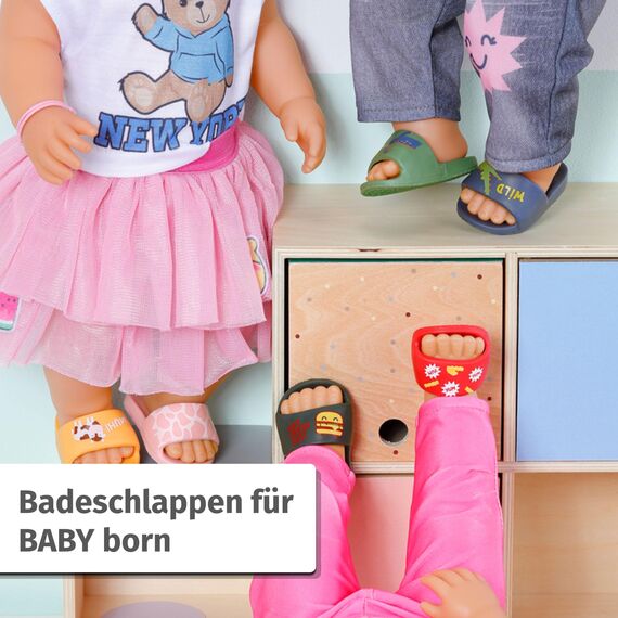 BABY born Badeschlappen 43cm, EIN Paar Bunte Schlappen für 43cm Puppen, Farbe Nicht frei wählbar, 836811 Zapf Creation