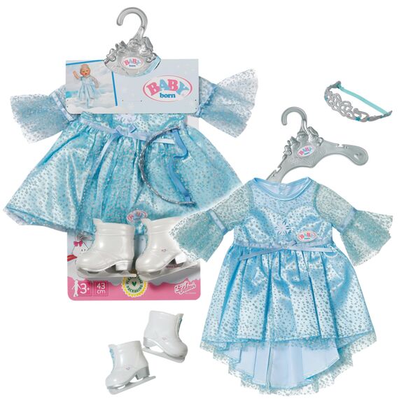 BABY born Eisprinzessin 43cm, Eisprinzessinen-Kleid mit Schlittschuhen und Tiara für 43 cm Puppen, 836095 Zapf Creation