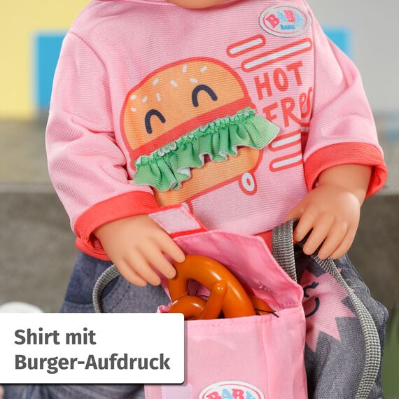 Baby Born Snack Shop Outfit, Outfit mit Cap, Schuhen und Rucksack für 43cm Puppen, 835944 Zapf Creation