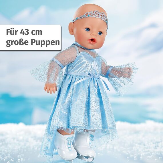 BABY born Eisprinzessin 43cm, Eisprinzessinen-Kleid mit Schlittschuhen und Tiara für 43 cm Puppen, 836095 Zapf Creation