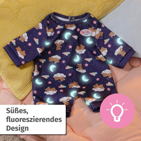 BABY Born Teddy Schlafanzug Glow in The Dark, leuchtet im Dunkeln, Puppenschlafanzug für 43 cm Puppen und Teddy, 836484 Zapf Creation