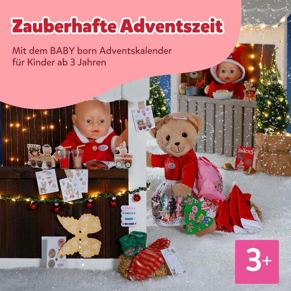 BABY born Adventskalender mit 24 Überraschungen, Puppenkleidung und Accessoires für 43 cm Puppen, 837474 Zapf Creation