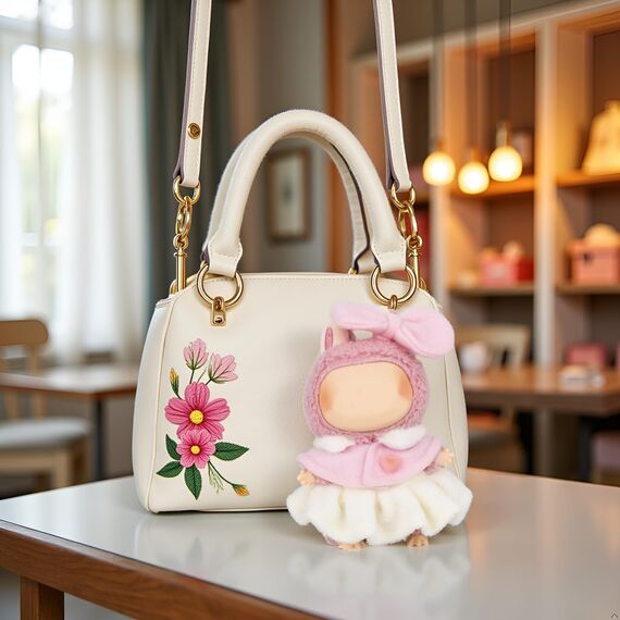 Verdelume 17cm/6,69 Zoll Puppenkleidung für Labubu, Rosa Kapuzen-Outfit, Puppenzubehör, für Jungen & Mädchen, 3-teilig (Ohne Labubu-Puppe)