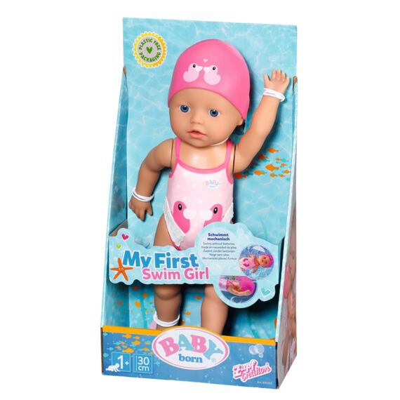 BABY Born Schwimmende Lizzie 30cm, Aufzieh-Badepuppe, wasserfest, funktioniert ohne Batterien, 30 cm große Puppe, 835302 Zapf Creation