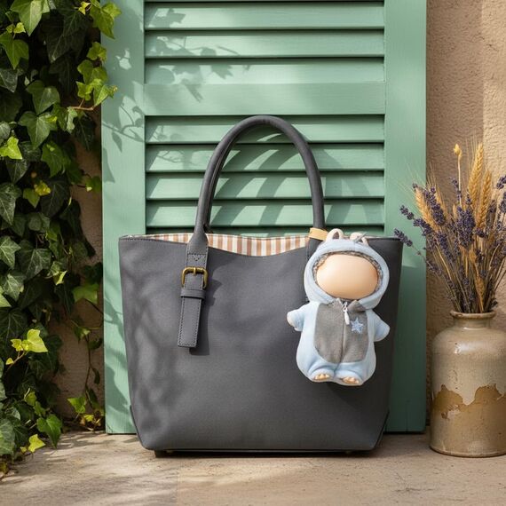 Verdelume Grau Dinosaurier-Overall Kleidung für Labubu, EIN-teilige 17cm Puppenbekleidung mit Kapuze, Geschenkidee für Jungen und Mädchen, 1 Stück (Ohne Labubu-Puppe)