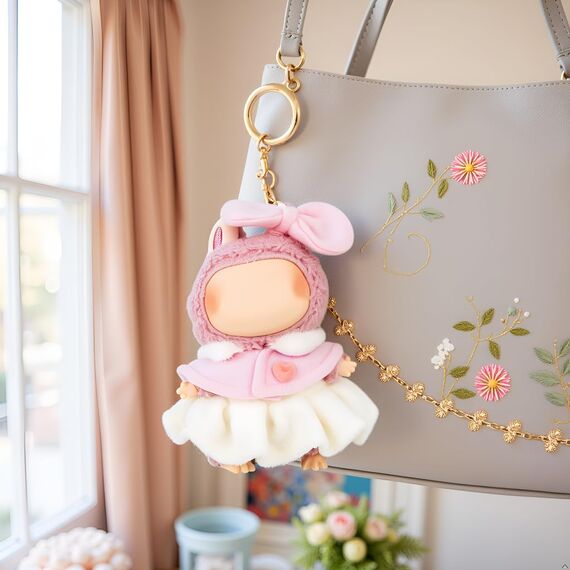 Verdelume 17cm/6,69 Zoll Puppenkleidung für Labubu, Rosa Kapuzen-Outfit, Puppenzubehör, für Jungen & Mädchen, 3-teilig (Ohne Labubu-Puppe)